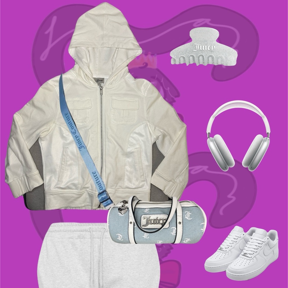 Guess White Cropped Hoodie 3/4 Sleeves